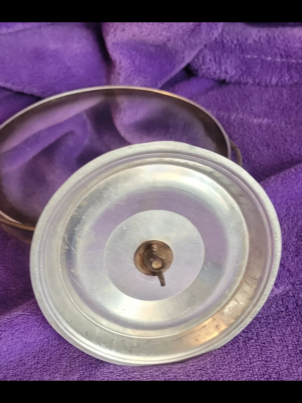 Vintage Round Freestanding Vanity Mirror in Silver